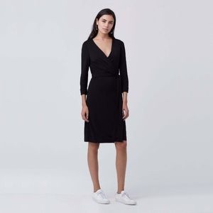 DVF Black Julian Jersey Classic Wrap Dress